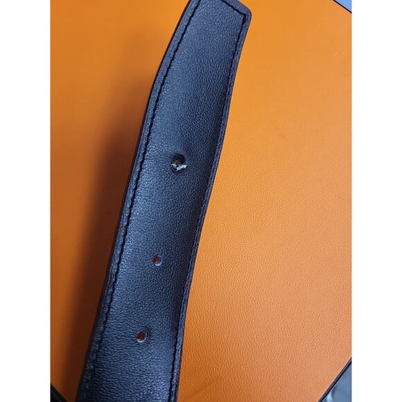 Hermes Reversable Leather Belt With Gold Buckle